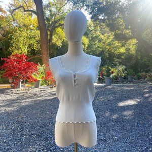 Zara White Sleeveless Ribbed Top (Size: M - USA)